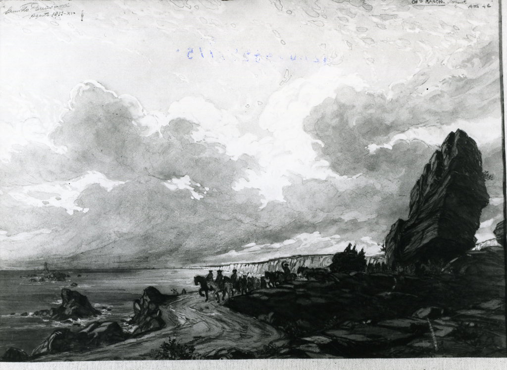 paesaggio con strada che costeggia il mare (bozzetto per scenografia) by Parravi
